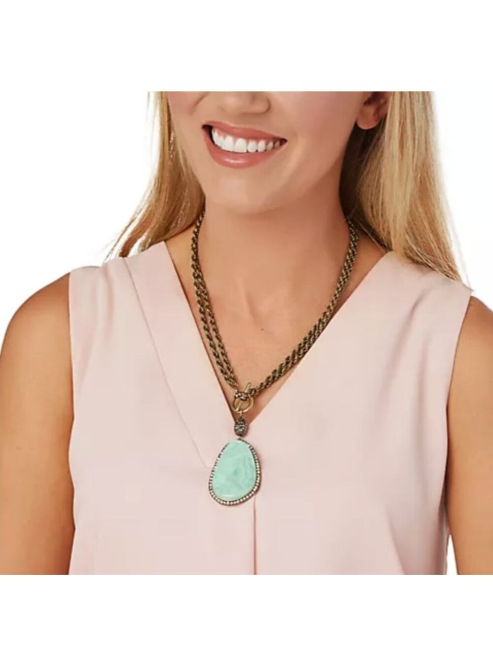 Joan Rivers QVC Simulated Gemstone Pendant 36" Toggle Boho Necklace